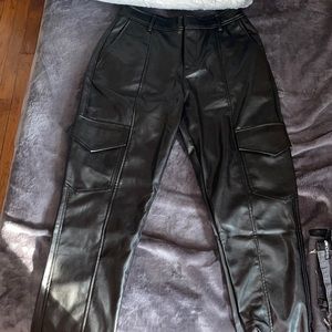 Black Leather Cargo Pants